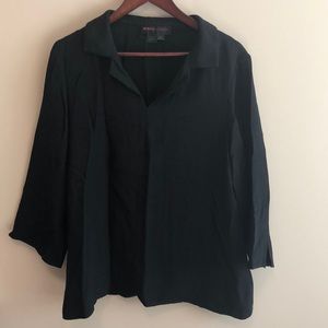 100% Silk black collared top